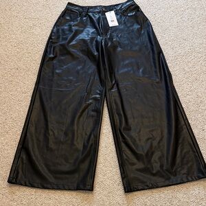 AKIRA Black Faux Leather Trousers